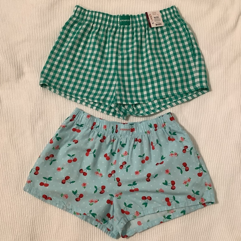 2 Joyspun Women’s Woven Pajama Boxer Shorts, Size S